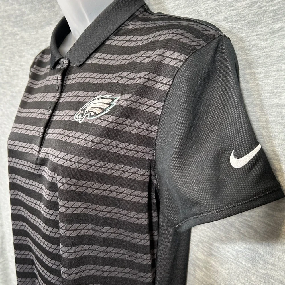 Nike Dri-Fit Polo Women Medium Black Gray NFL Philadelphia Eagles Super Bowl‎ 59